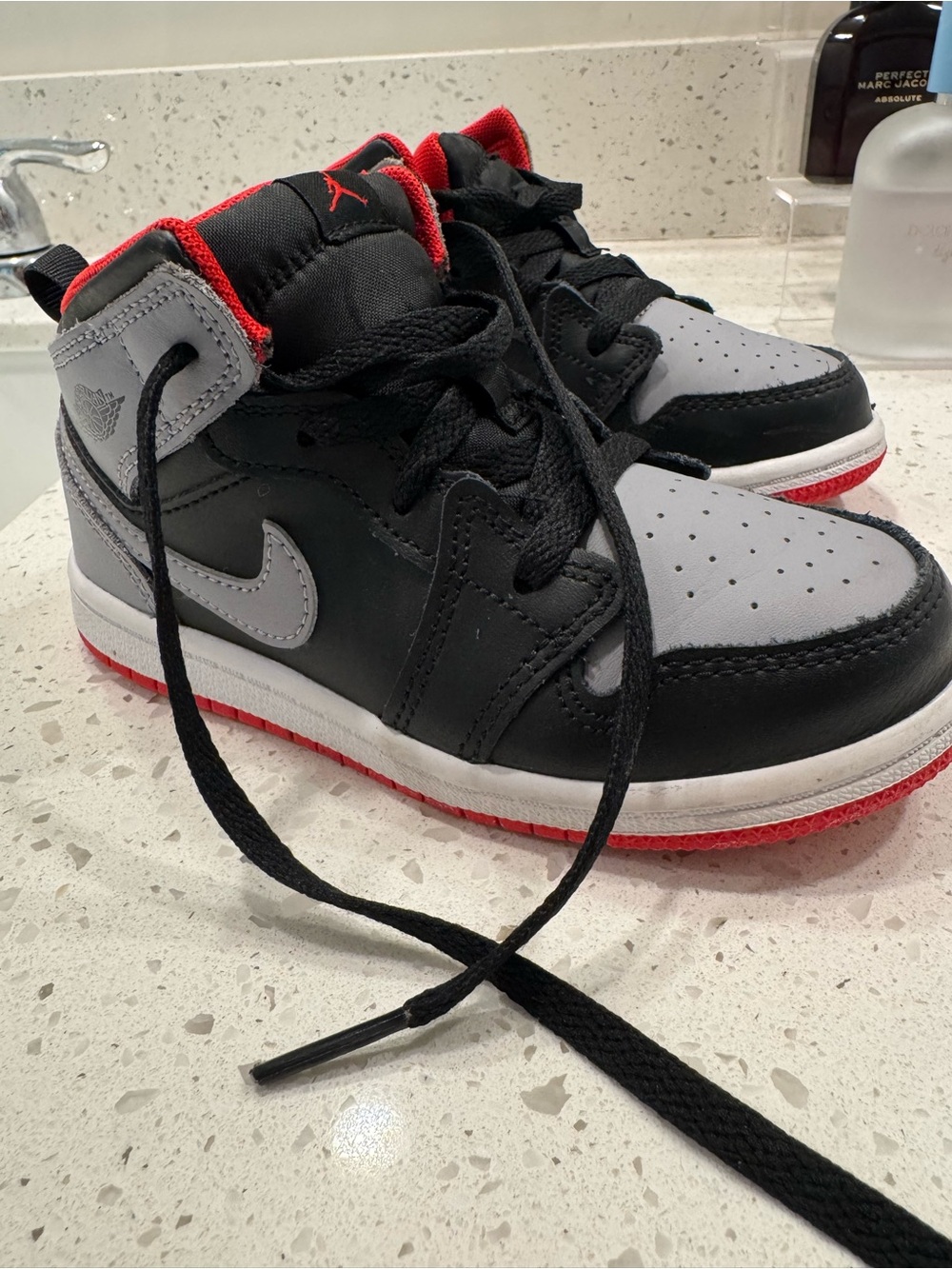 Jordan Kids' Black, Gray & Red High-Top Sneakers
